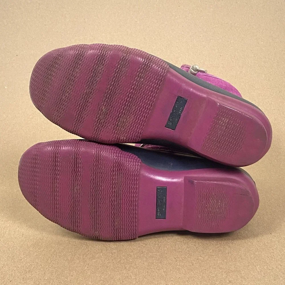 Sperry Saltwater Duck Boot Girls Size 1 Pink Black Lace Up - Picture 7 of 9